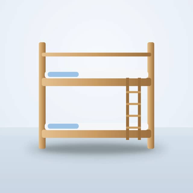سرير أطفال بطابقين مع سلّم