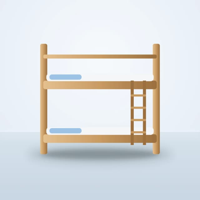 سرير أطفال بطابقين مع سلّم